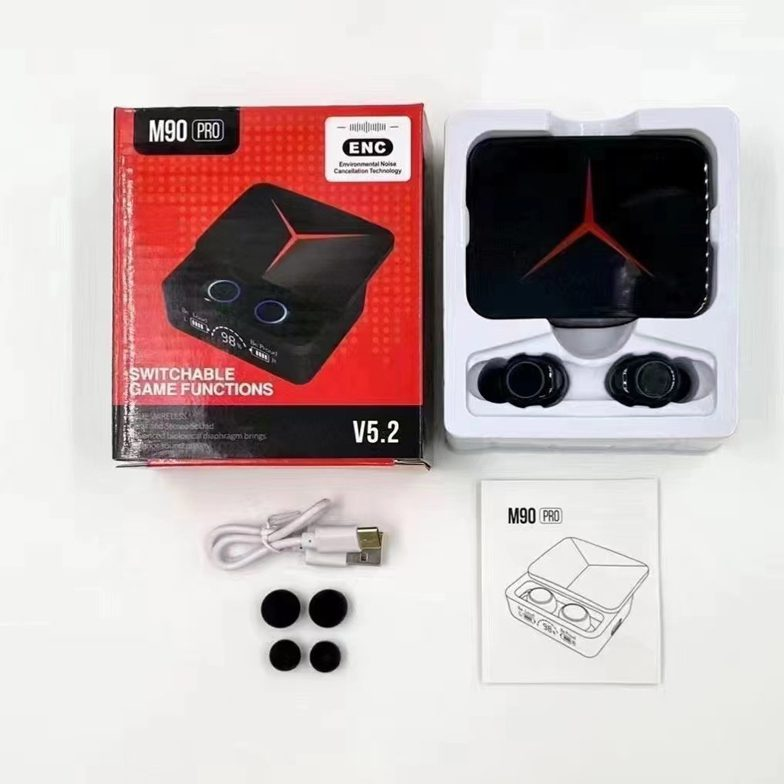 M90 Pro Gaming Earbuds �Bluetooth 5.3 Wireless Earphones with ENC Noise Reduction