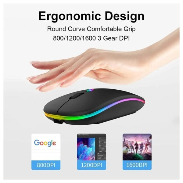 HP W10 Wireless Mouse - Slim Silent Stylish 2.4GHz Wireless Optical Mouse With Ergonomic Design Plug And Play USB Receiver For Laptop PC (Random Color)