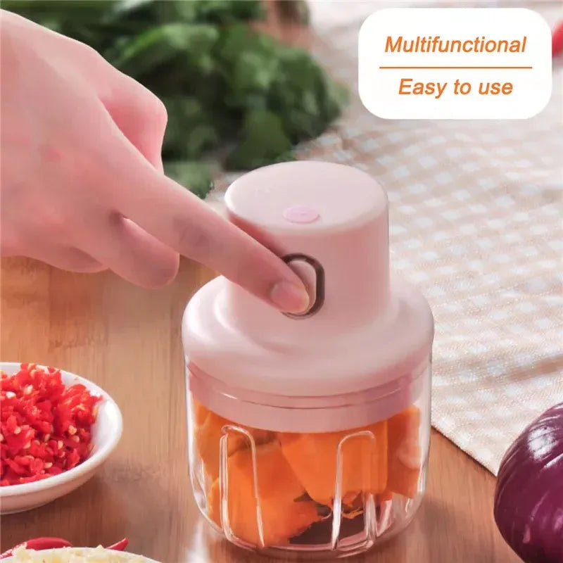 250ML Pink USB Wireless Electric Garlic Masher Sturdy Press Mincer Vegetable Chili Meat Grinder Food Chopper Kitchen Tools