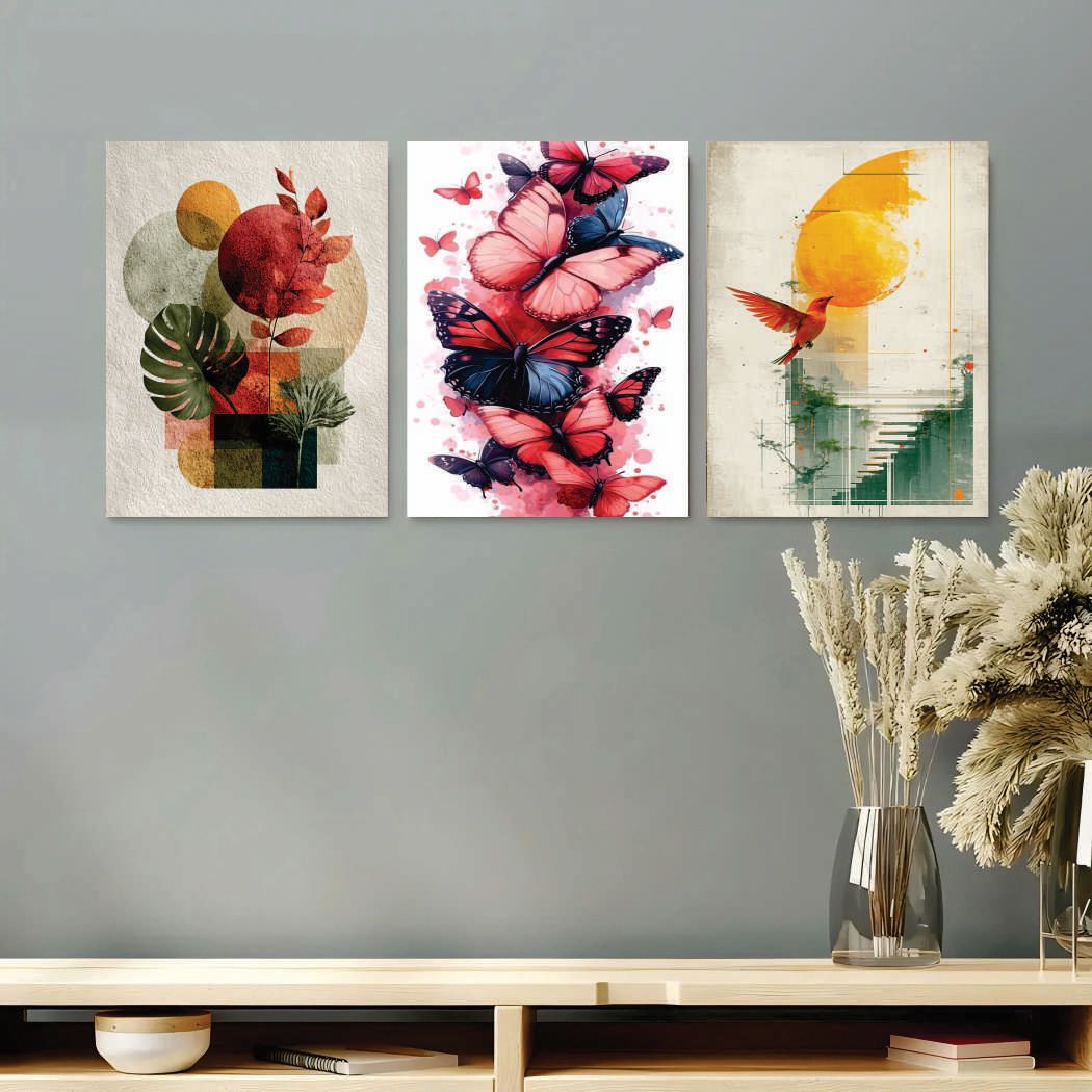 Set of 3 Premium Wall Art Photo Tiles �Modern Home Decor Sets