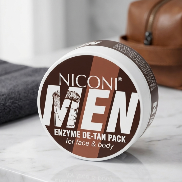 Niconi Men Enzyme De-Tan Pack - Advanced Skincare Facial Pack For Tan Removal Brightening Deep Cleansing And Smooth Refreshing Men Skin Tone - 100g