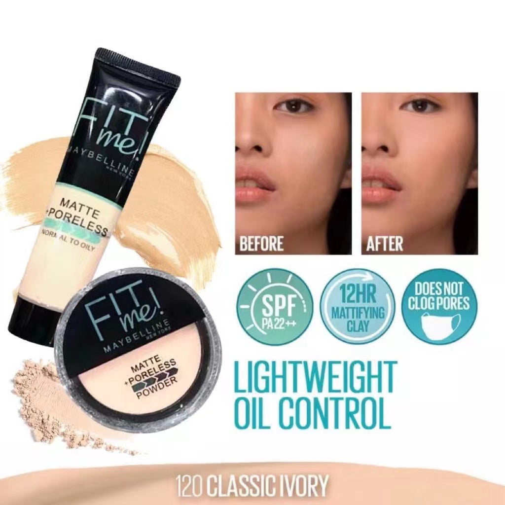 2-in-1 Makeup Deal �Liquid Foundation &amp; Face Powder Combo for Smooth, Flawless Finish �Budget-Friendly Beauty Set - Ivory Shade
