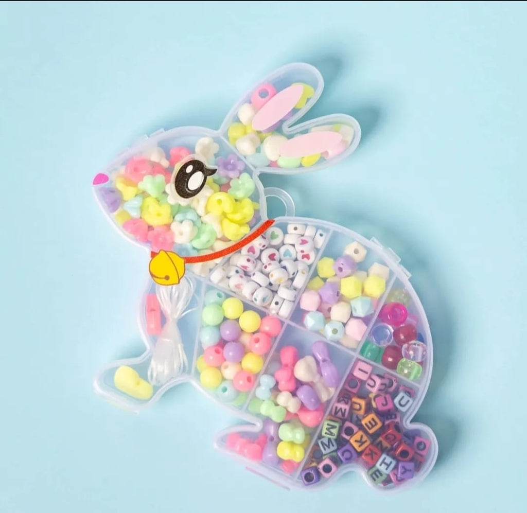 Single DIY Beads Set With Bunny Shape Storage Box For Bracelet And Locket Making With Different Beads In One
