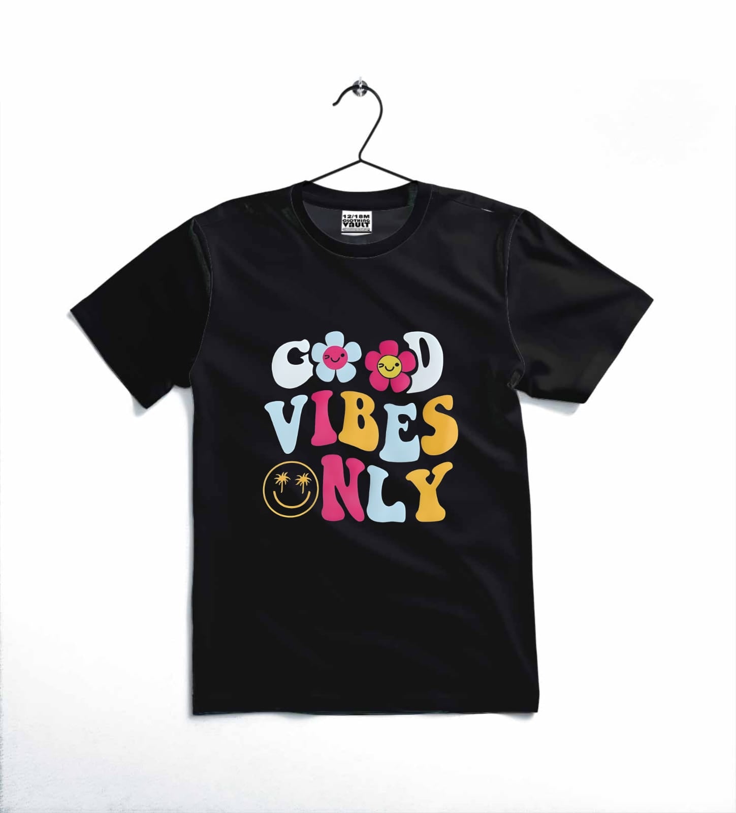 Good Vibes Only Printed Kids T-Shirt ~ 12-18 Months (Grey)