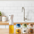 4Pcs Oil And Spice Countertop Set Daisy Glass Seasoning Organizer With 3 Jars 180ml And 1 Oil Bottle 245ml