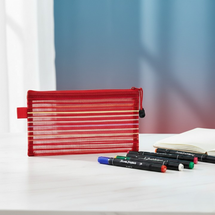 Transparent Geometry Box 1 Piece Geometry Box Pencil Pouch With Zipper Closure For School And Office Use (Random Color)