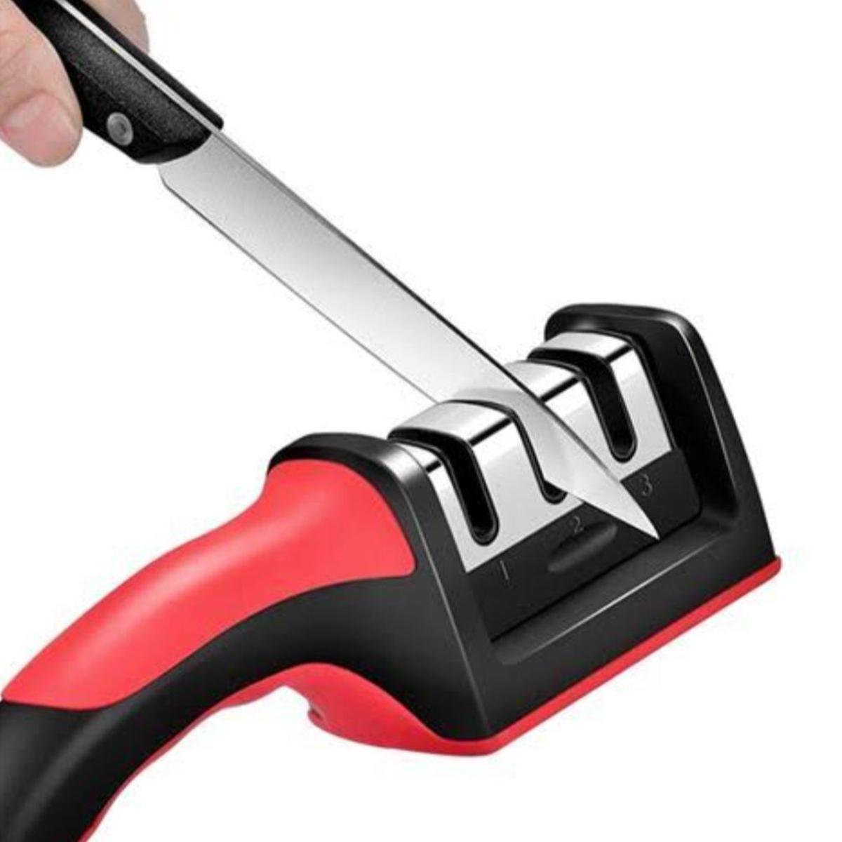 3-In-1 Diamond Coated Knife Sharpener Set with Ceramic Peeler �3-Stage Kitchen Helper for Fruit & Meat Knives