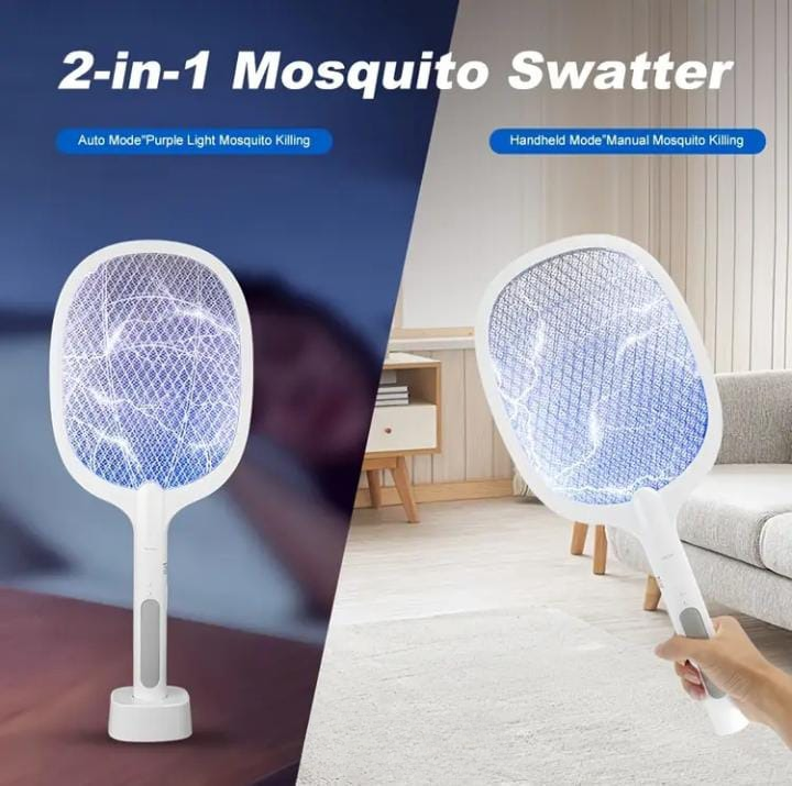 Rechargeable Mosquito Racket With Stand �Electric Insect Killer Bat For Indoor And Outdoor Use (Random Color)