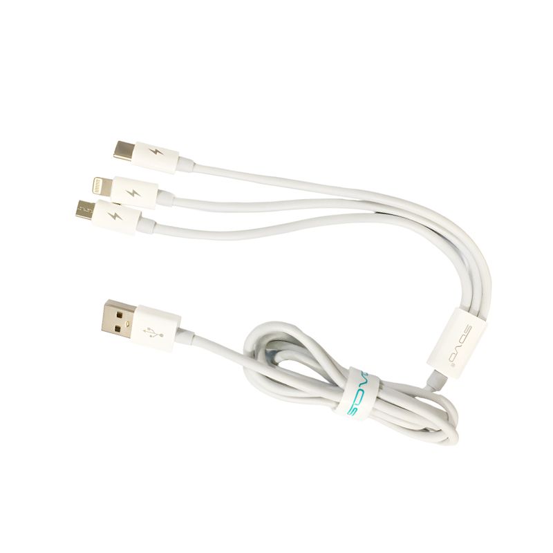SOVO High Quality 3-in-1 Fast Charging  Cable �Multi Charging Cable for Micro USB, Type-C & Lightning Devices