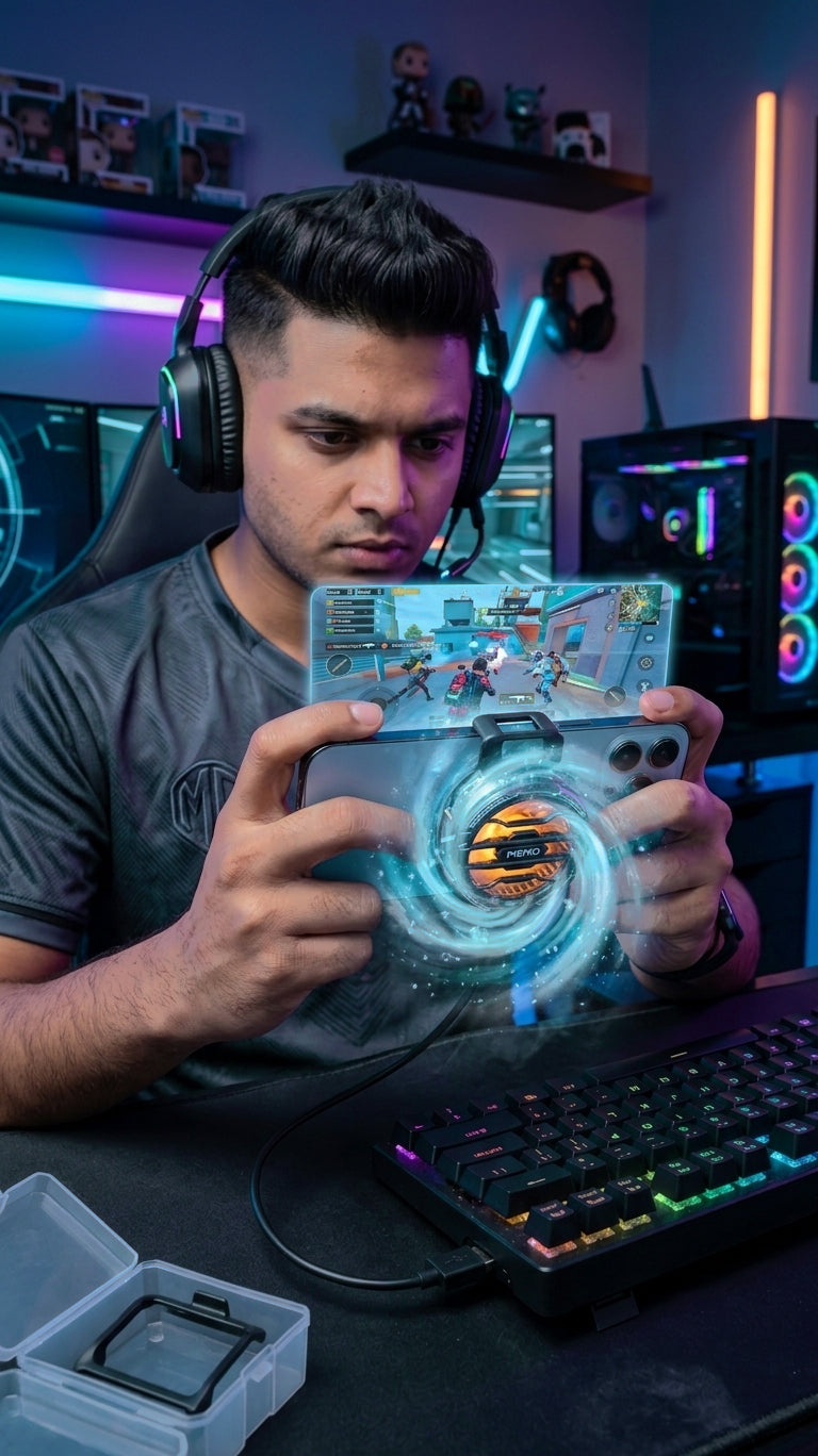MEMO CX07 Pro Mobile Cooling Fan 25W Semiconductor Phone Cooler �Fast Cooling Gaming Radiator for Android & iPhone ~ Magnetic Support