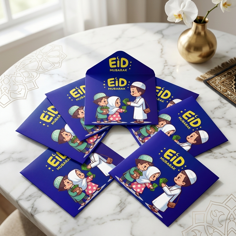 Eidi Envelope Pack of 8 �Premium Festive Cash Gift Envelopes for Eid