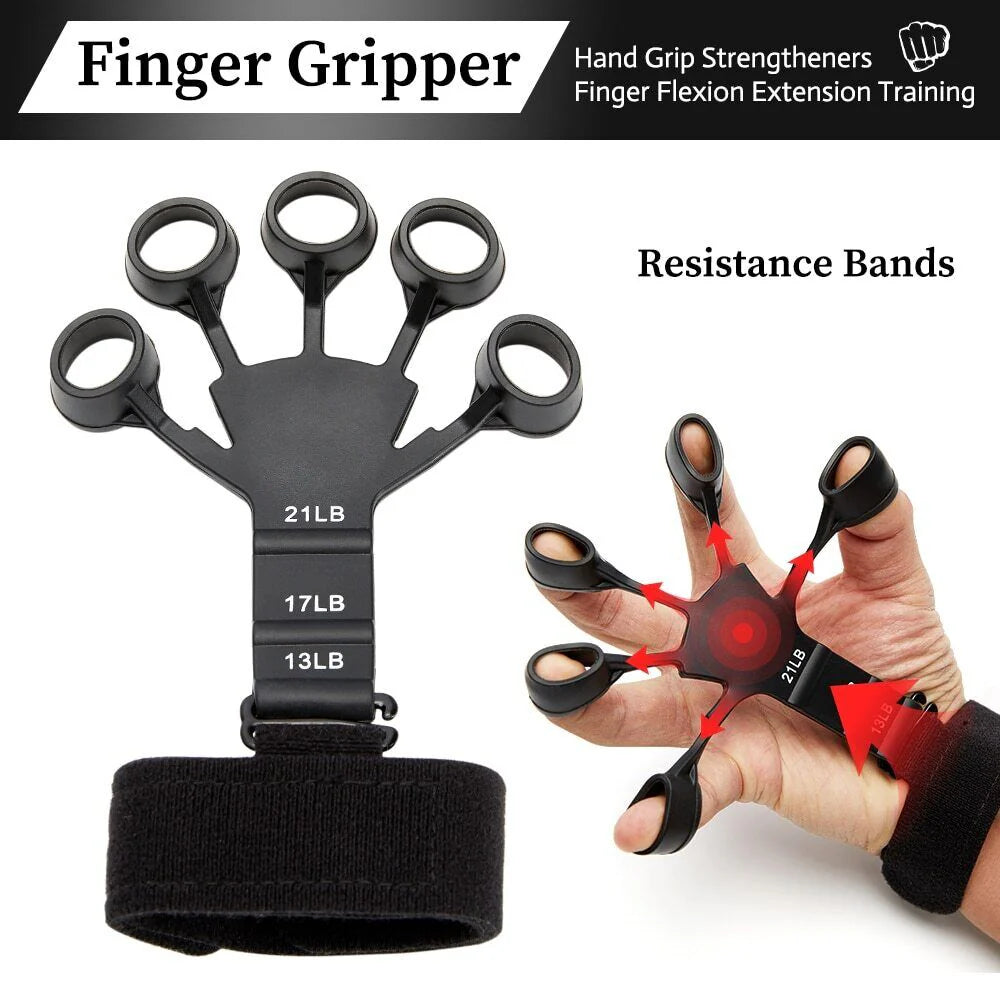 Hand Grip Strengthener - Adjustable Finger Exerciser and Finger Stretcher - Grip Strength Trainer for Hand Therapy, Rock Climbing - Relieve Pain for Arthritis, Carpal Tunnel