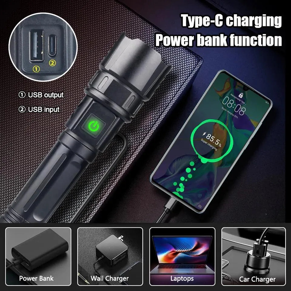 Rl-2210 Multifunctional Rechargeable LED Emergency Flashlight with Side Work Light &amp; USB Charging �Ultra-Bright, Portable &amp; Durable Torch for Home, Car &amp; Outdoors