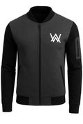 NEW Winter Collection Charcoal Grey WA Printed Zipper Jacket for Men &amp; Boys �Premium Fleece Material, Stylish Bomber Design, Full Front Zipper Closure - XL