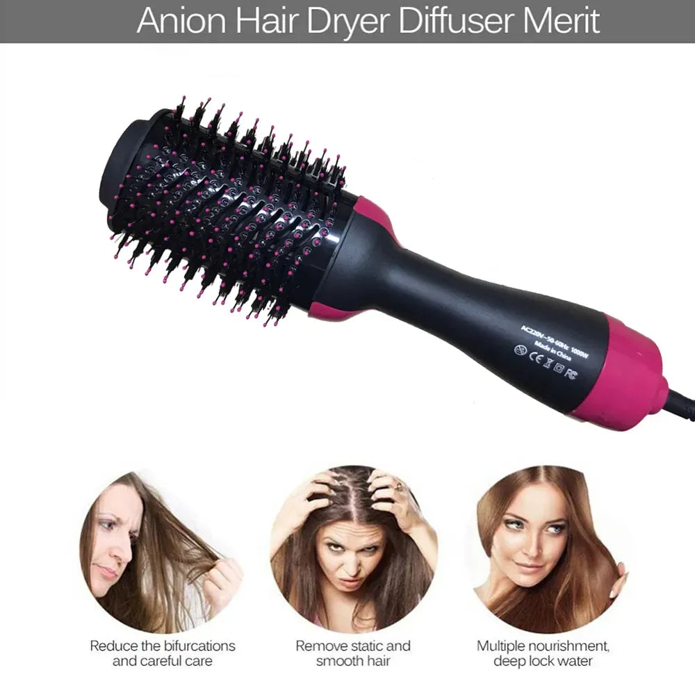 3-in-1 One Step Hot Air Brush Hair Dryer & Styler �Drying, Straightening & Volumizing Brush