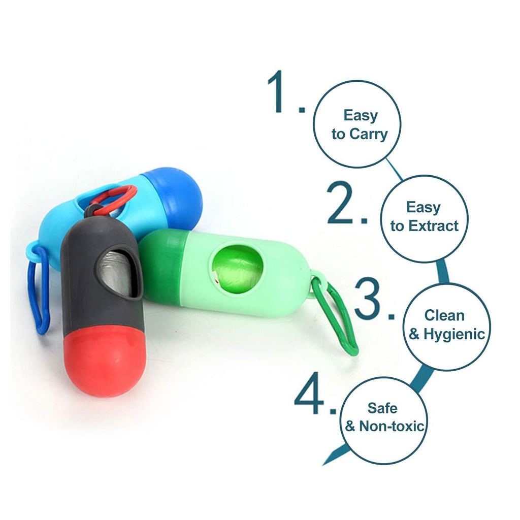 1Pc Baby Diaper Bag Dispenser With Rope/Hook | Includes 1 Roll Of 18 Disposable Bags | Random Colour
