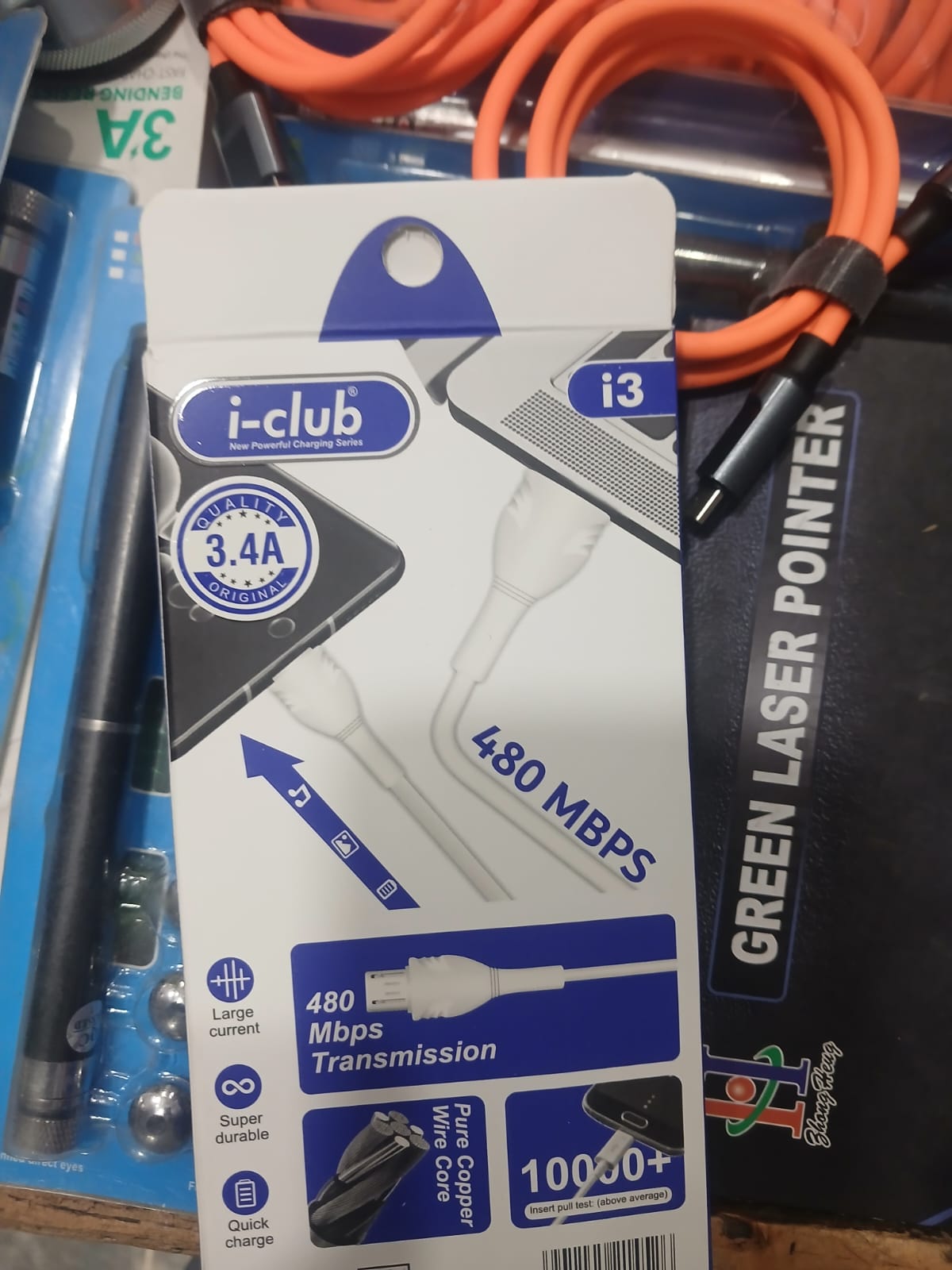 i-Club i3 3.4A Fast Charging Micro USB Cable | 1 Meter | 480Mbps Data Sync | Android Charging Cable