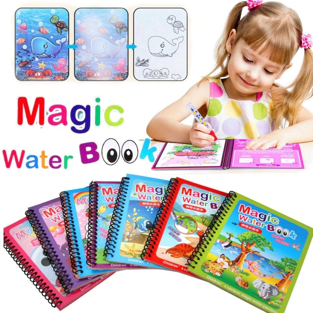 Magic Water Book Painting Drawing Coloring Board Book Doodle &amp; Magic Water Pen(random book )