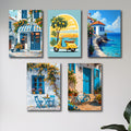 Set of 5 Italian Vintage Home Wall Art Frames �8x11" MDF with Sticky Backing