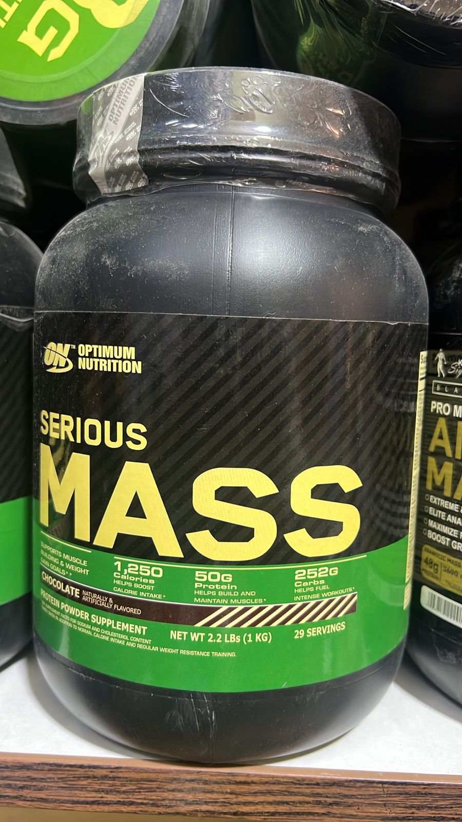 Optimum Nutrition Serious Mass Weight Gainer Powder Chocolate Flavor 2.2 Pounds 1 Kg High Calorie Supplement