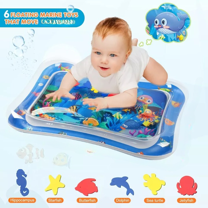 Inflatable Water Play Mat �Premium Baby Toy for Infants & Toddlers (3�4 Months), Muscle Strengthening & Sensory Development, 27.4x21.5x2.2 inch (Random Color)