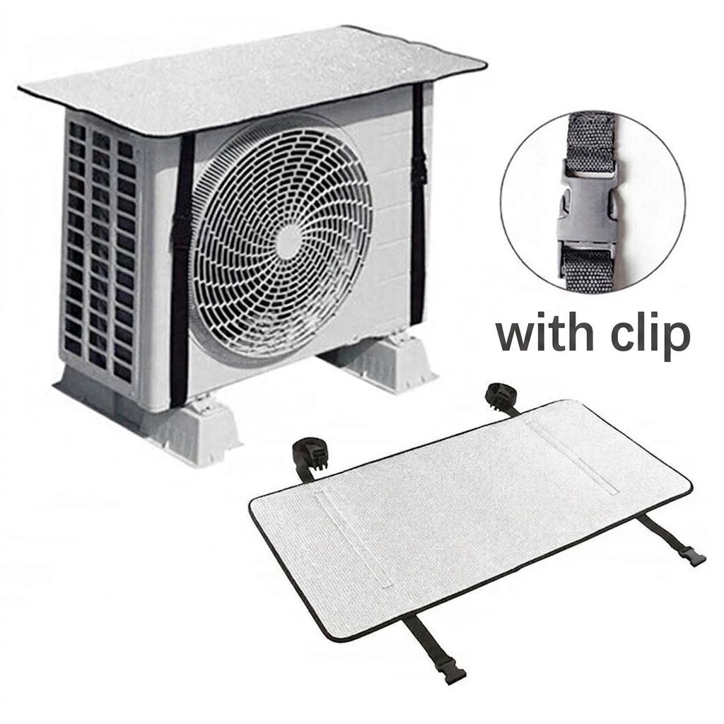 Air Conditioner Outdoor Unit Cover Heat Insulation Waterproof - Universal Size For 1 & 1.5 Ton - With Clip (Multi Color Random Design)