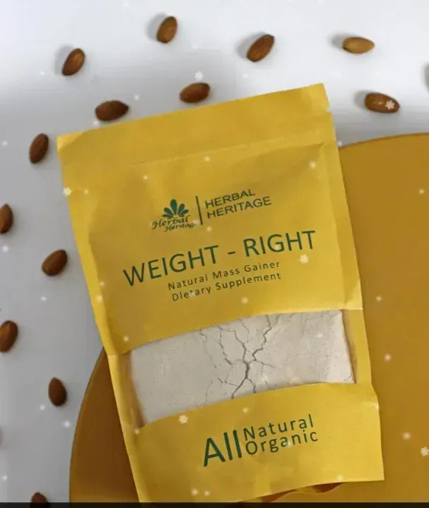 Herbal Heritage WEIGHT-RIGHT Natural Mass Gainer �Organic Dietary Supplement for Healthy Weight Gain (100g)
