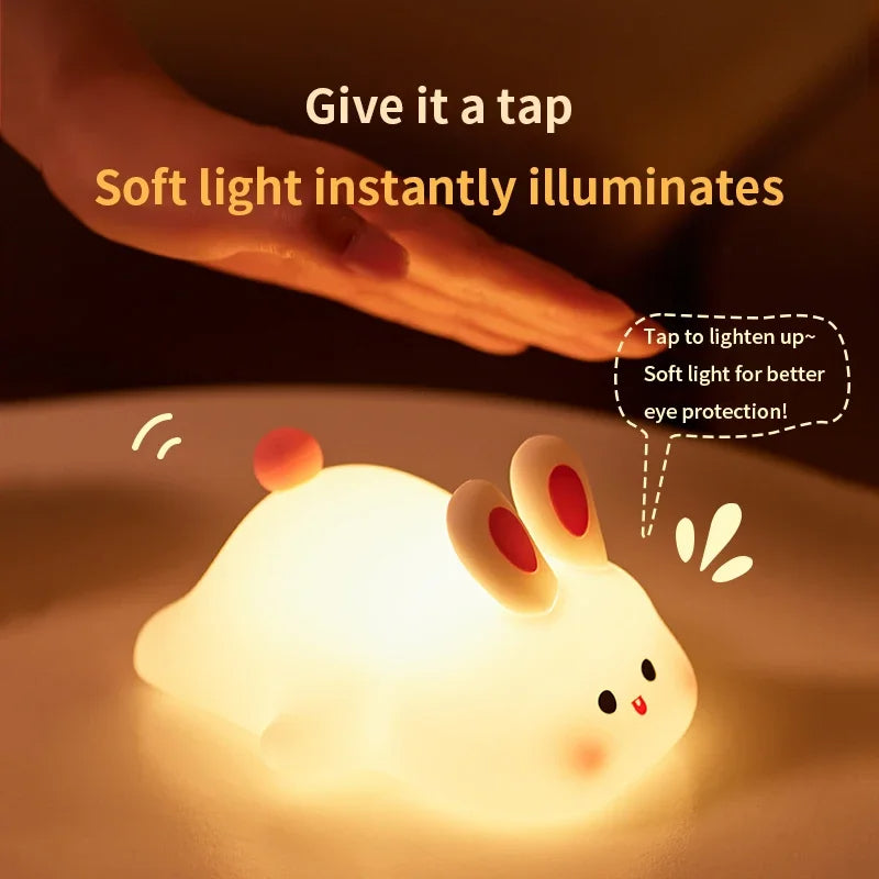 Cute Rabbit Silicone Lamp �Soft Touch Night Light for Kids & Home Decor