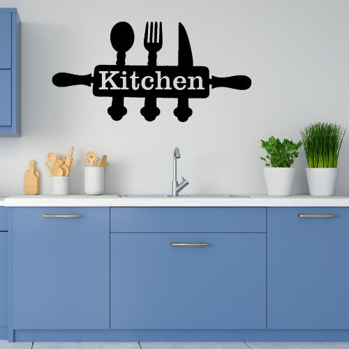 Stylish Kitchen Wall Decor Sign �Modern Utensil Design Wall Art for Dining & Cooking Space (5x12 inches)