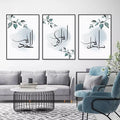 Set of 3 Islamic Wall Art Frames SubhanAllah Alhamdulillah Allahu Akbar Leaf Motif Modern Home Decor Size 8x11 Inches Each with Double Sided Tape