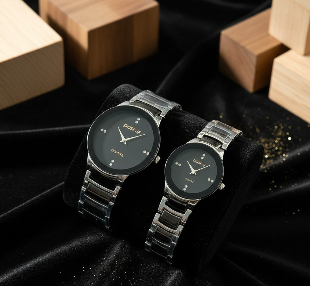 POSITIF Couple Watch �Elegant Matching His & Her Timepieces | Stylish Pair Gift For Lovers, Anniversary & Special Occasions (Without Box random colour)