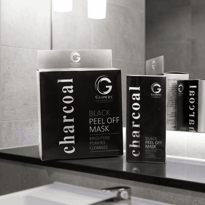 GLOWRY Charcoal Black Peel Off Mask for Deep Cleansing & Detox | Natural Bamboo Charcoal Face Mask for Blackhead Removal & Skin Brightening
