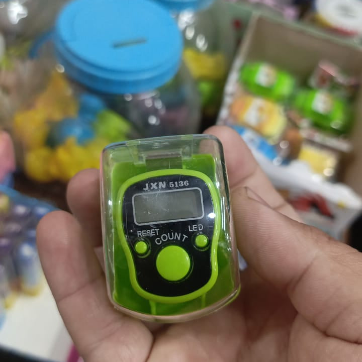 Digital Tasbeeh Light Counter With Hand Ring Finger Tally Electronic Tasbih Pray Counter Model JXN 5136 (Random Color)