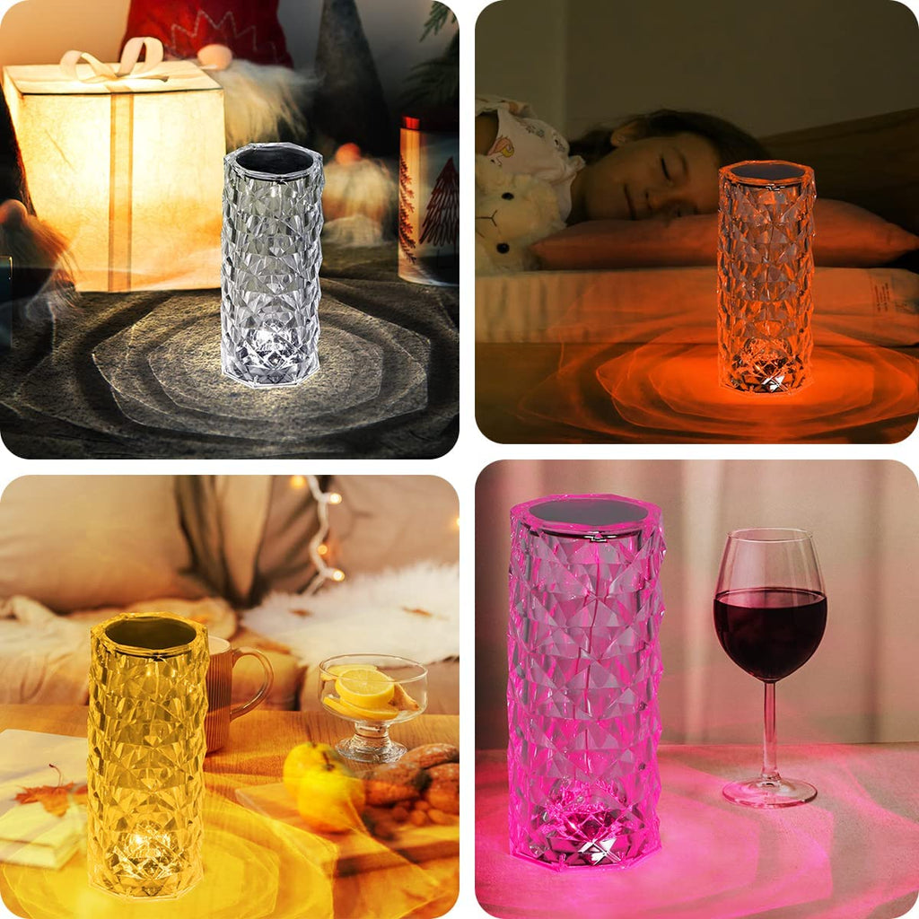 Crystal Rose Diamond Lamp �16 Colors Changing LED Touch Lamp with Remote & USB Charging