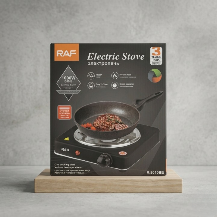 RAF 1000W Single Electric Stove �Portable Adjustable Temperature Control & Overheat Protection