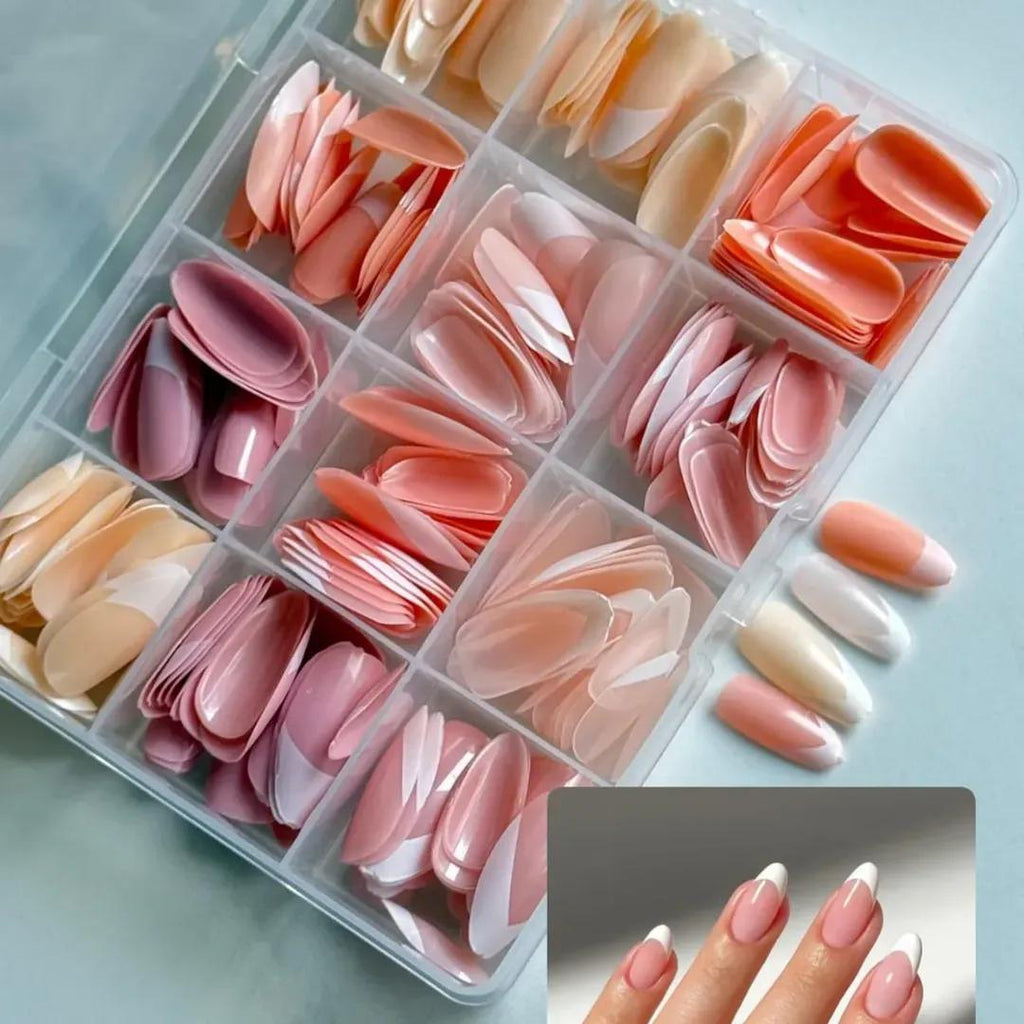 144 Pcs Multicolor False Nails Box Stylish Durable Easy To Use For Everyday Fashion Parties And Nail Art Designs - With Nail Glue