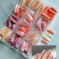 144 Pcs Multicolor False Nails Box Stylish Durable Easy To Use For Everyday Fashion Parties And Nail Art Designs - With Nail Glue