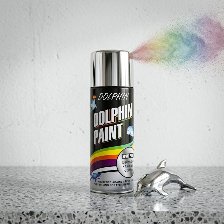 Dolphin Chrome Silver Spray Paint 300ml �High Shine Metallic Finish Spray