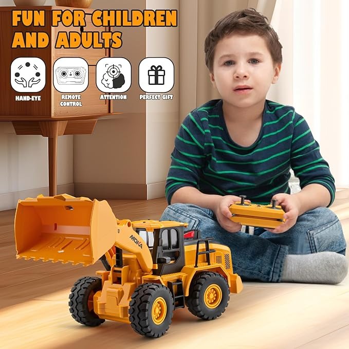 The Perseids Remote Control Bulldozer �1/16 Scale 11 Channel Heavy RC Construction Toy with Lights & Sound, Yellow