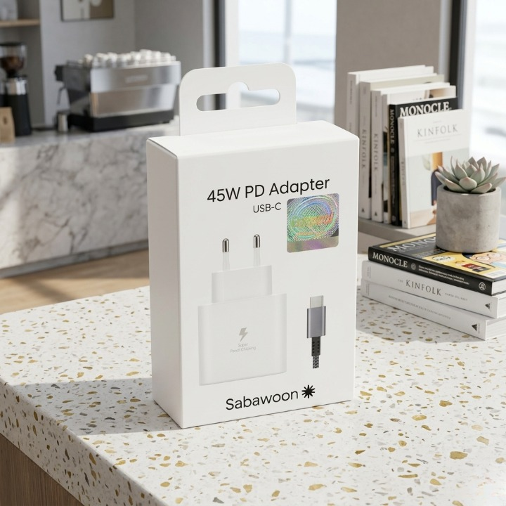 Sabawoon 45W PD USB-C Fast Charger | Super Fast Wall Adapter | Black/White Random Color