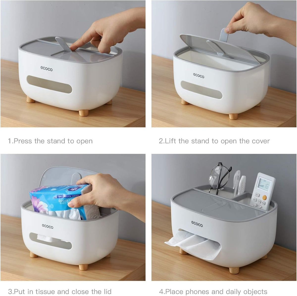 Ecoco Tissue Box With Multifunctional Storage Drawer – photo 4