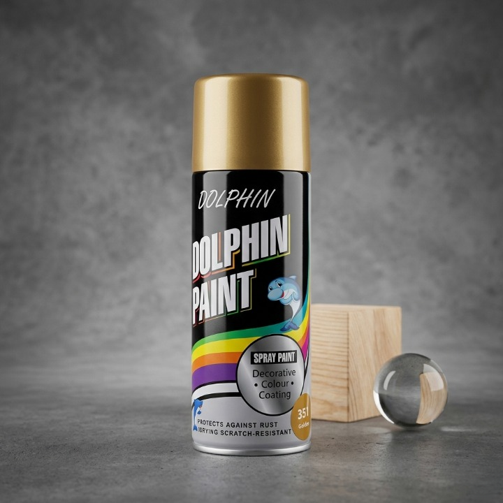 Dolphin Chrome Gold Spray Paint 300ml �High Shine Metallic Finish Spray