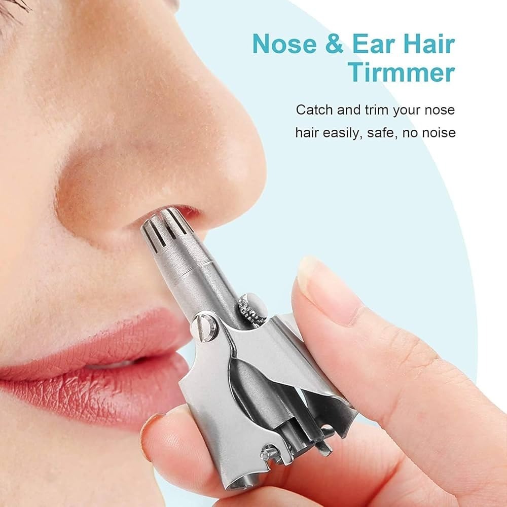 Mini Portable Stainless Steel Nose Hair Trimmer �Manual Safe Grooming Tool for Men & Women