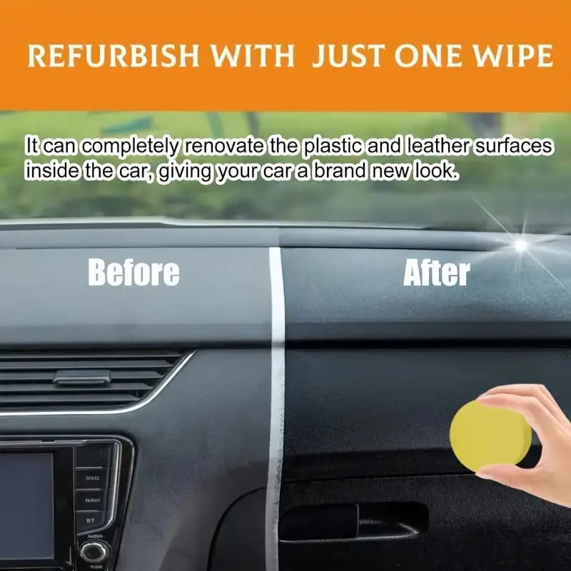 Qifenghe Professional 200g Car Interior Plastic Renovation Wax �Premium Varnish Soft Wax with Applicator Sponge for Whole Car Interior Refurbishment & Cortical Brightening