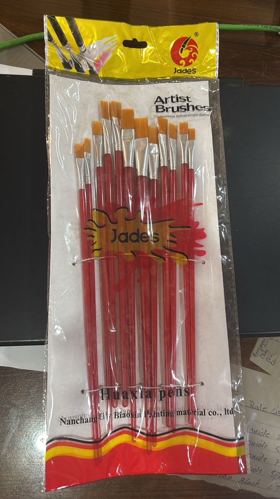 Writing Brush Set 12 Pcs Plastic Handle Flat Tip Brushes For Acrylic Oil And Watercolor Painting