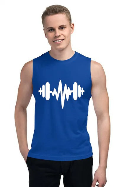 Export quality Gym Sando Muscle guys Tank top for Men [Blue] | Latest design | Premium Quality - M