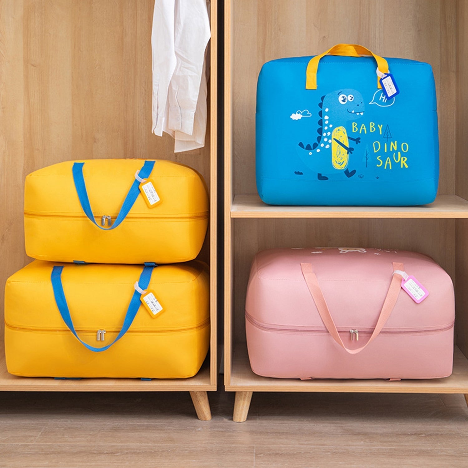 Adorable Baby Dinosaur-Themed Cloth Organizer and Storage Handbag �Portable, Lightweight, and Multi-Functional Nursery Storage Solution for Baby Essentials, Toys, Diapers, and Clothes - Random Color