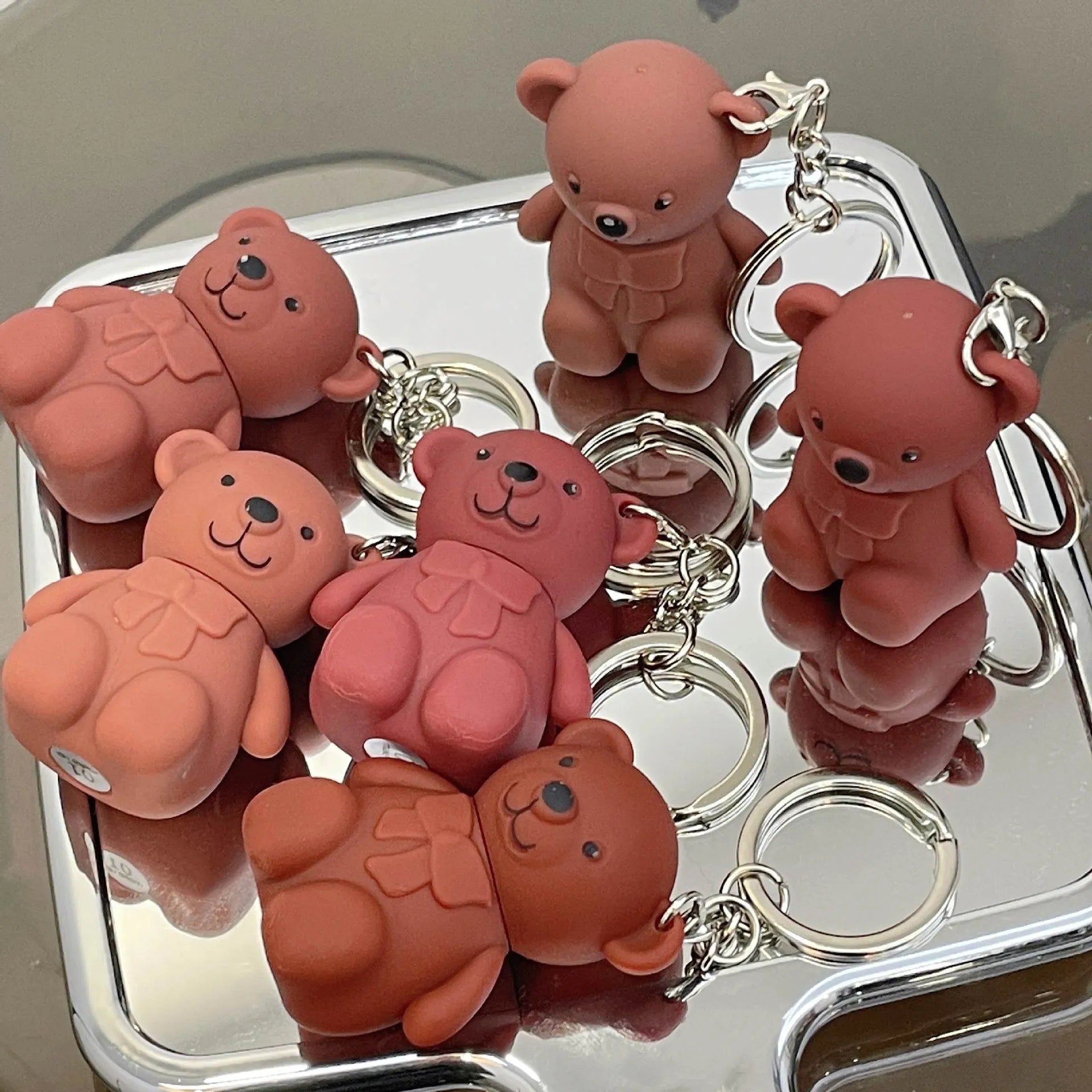 6-Piece Cute Bear Keychain Liquid Lipstick Set �Mist Matte Velvet Finish, Moisturizing Lip Stain, Waterproof &amp; Long-Lasting Lip Gloss (6 Colors)
