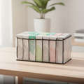 7 Grid Non-Woven Clothes Organizer for Wardrobe �Foldable Storage Box, Milky White, 75 GSM (18x9x9 in)