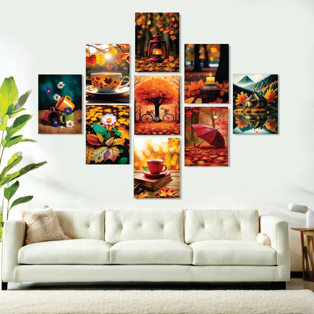 Set of 9 Premium Wall Art Photo Tiles �Modern Home Decor Sets 8x11